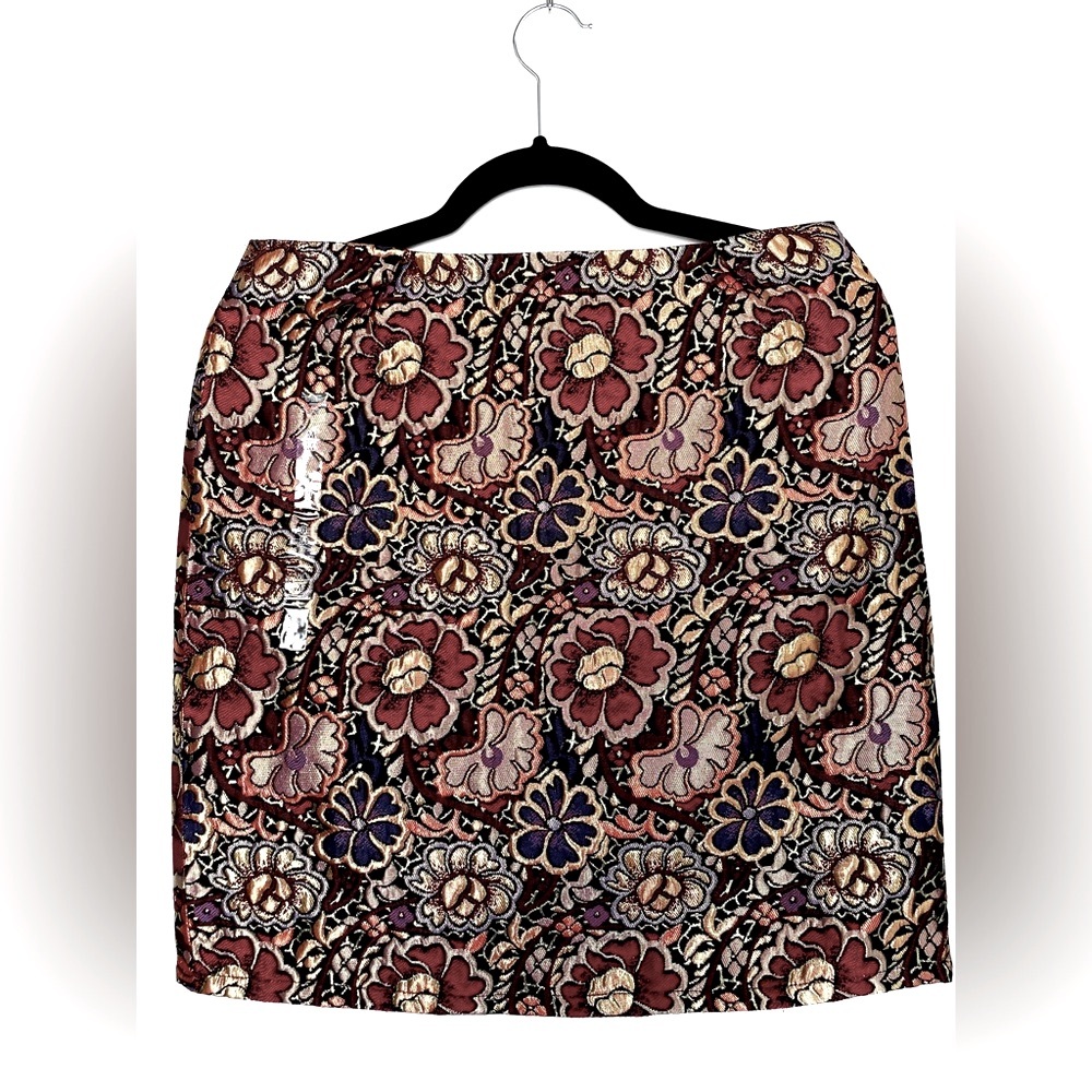 Simons mini floral skirt with shimmer gold details size M